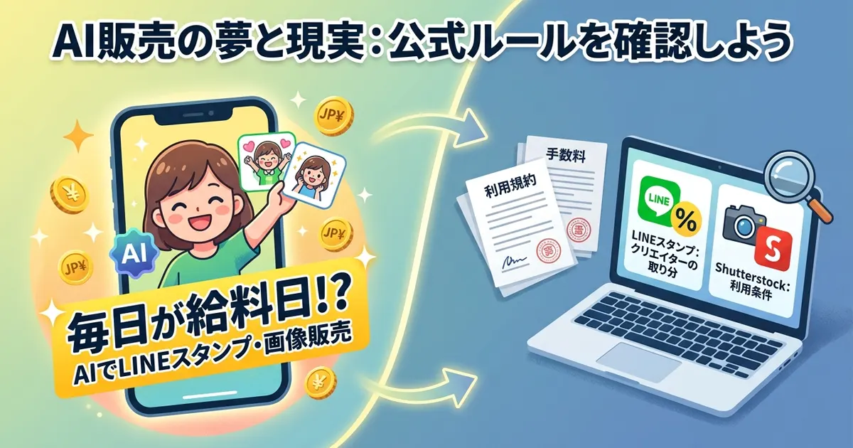 「毎日が給料日」LINEスタンプ販売とAI画像販売を検証
